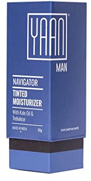 YAAN MAN Tinted Face Moisturizer for Men | With Goodness of Kale Oil & Trehalose | Moisturisers + Foundation | Healthy and Balanced Skin | For All Skin Type (Dark) 1 Oz