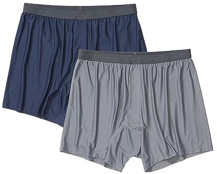 ExOfficio Men's Give-N-Go 2.0 Boxer 2-Pack - Travel Underwear, Breathable and Durable, Easy Clean, Navy/Steel Onyx, Medium