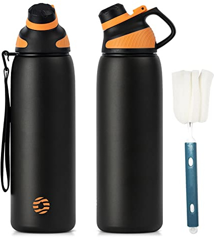 Fjbottle Borraccia in acciaio inox 600 ml/800 ml/1L con coperchio magnetico, borraccia isolata senza BPA, lavoro, viaggi