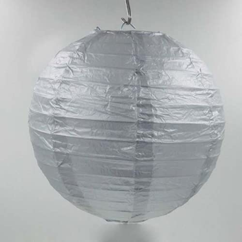 Chinesische runde Papierlaterne, Geburtstag, Hochzeit, Geburtstag, Dekoration, Geschenk, Basteln, Weiß, Rot, Rosa, Blau, hängende Laternenkugeln, Silber, 40 cm (16 Zoll)