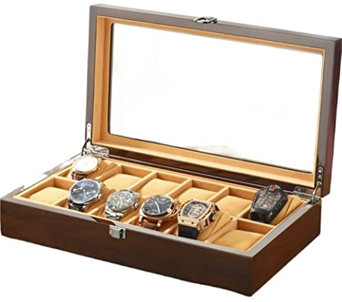 IRYZE Uhrenetui Uhrenbox Uhrenkoffer Uhrenkasten Uhrenbox Aus Holz Mit Aufbewahrungsbox Für Kissen Für Männer Und Frauen Uhrenrolle Uhren Aufbewahrungsbox (Color : B, Size : 12 Slots)