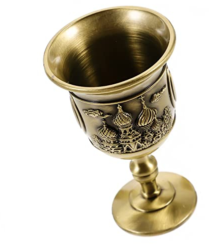 FUNOMOCYA Gobelet à Vin Métallique Rétro Coupe Décorative Embossée Calice Européen pour Liqueur de Dîner Multifonction Accessoire de Table Élégant