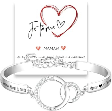 Lwkeay Cadeau maman - Cadeau fete des meres - Collier Bracelet maman en argent sterling 925 pendentif mère bijoux cadeaux maman (Moderne)