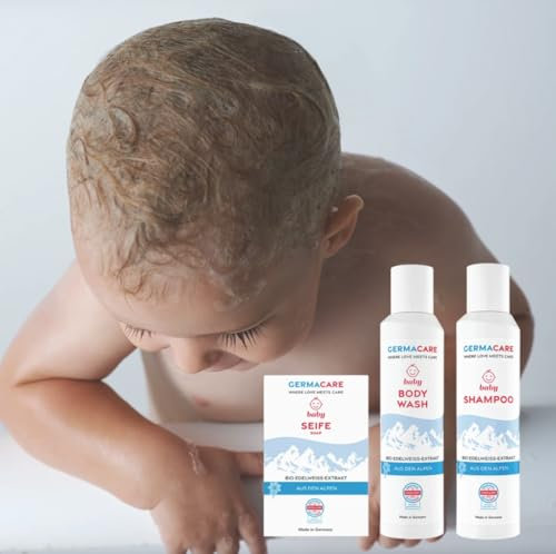 GERMACARE Baby Bath Set Medium - 200ml Shampoo & Bodywash, 100 g Seife für Babys und Kinder – natürliche Inhaltsstoffe, vegan