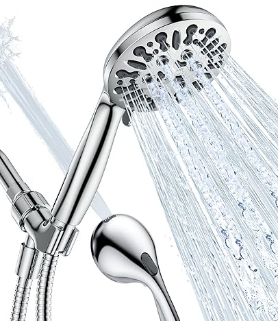JDO Shower Head with Handheld, High Pressure Handheld Shower Head 9 Settings, Detachable Shower Head Set with Stainless Steel Hose and Shower Bracket (Chrome)