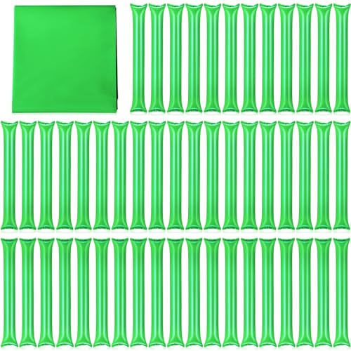ZCYSRLQIN 50 Pcs Thunder Sticks Thicken Sporting Cheerleading Team Sticks Cheering Sticks Plastic Clapper Inflatable Noise Makers Sporting Cheers Basketball Football Events Dance Party (Green)