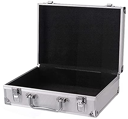 Aluminium-Hartschalenkoffer, Aktenkoffer, Silber, Tragetasche, Flugkoffer, tragbare Ausrüstung, Werkzeugkoffer, Box, Flugkoffer, Werkzeugkasten, extra Polsterung, Schaumstoff, Silber