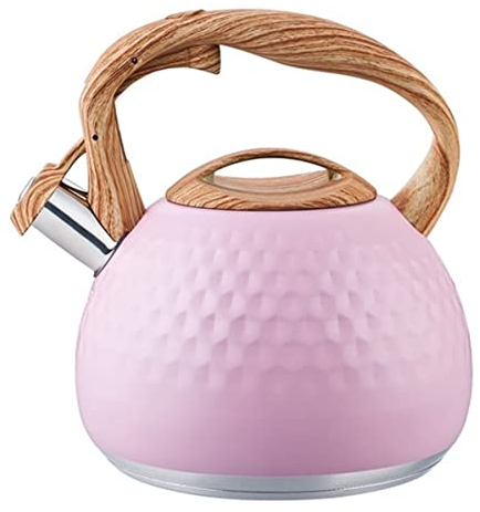 Flötenkessel Teekessel Wasserkessel Pfeifkessel 3L Edelstahl Pfeifkessel Küche Herd Wasserkocher Camping Teekessel Teekanne Für Gasherd Induktionsherd Pfeifender Wasserkessel (Color : Rosa, Size : 2
