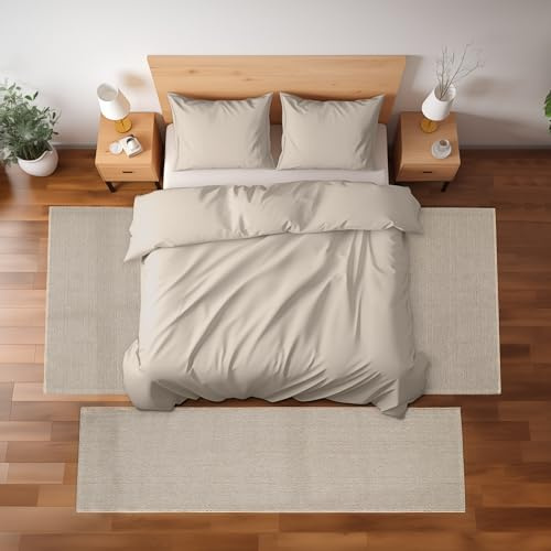 Carpetsale24, Set di 3 Tappeti Passatoia per Camera da Letto – Bouclé Beige a Tinta Unita, Facili da Pulire – 2x 60x100 cm + 1x 80x150 cm