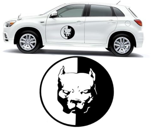 WOONEKY Hund Auto Aufkleber Selbstklebend Bullterrier Motiv Pitbull Sticker Wasserfest Für Fenster Wand Auto LKW Motorrad Schwarz