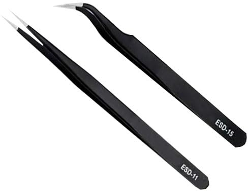Set of 2 Curved Tweezers Anti-Static Narrow Tick Tweezer Geocaching Tool