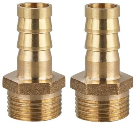 MiJunHD 2PCS Brass Reducer Connector | 10mm Hose Barb Tail to G3/8≈16.5mm BSP Thread | Pipe Thread Reducing Joint Tubing Plumbing Adapter for Connection & Converting Pipe
