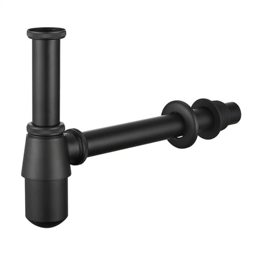 LYHYDMA Siphon de Lavabo Évier de Salle de Bain Évier Mural P-Trap Réglable 1-1/4 Bouteille Siphon Lavabo Réglable Lavabo Évier Évacuation des déchets.(Black)
