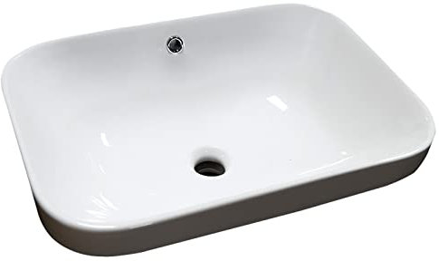 WOTZOV Badezimmerwaschbecken, modernes weißes Porzellanwaschbecken, Aufsatzwaschbecken aus Keramik, Kunstwaschbecken für Waschtisch, 55,9 x 39,9 cm