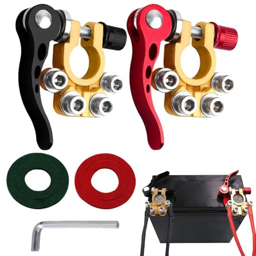 2 Stück Batterieklemmen 12v Polklemme,Batteriepolklemmen 12v,Polklemmen Autobatterie 12v,Geklemmt Batterieklemmen Polklemmen Messing Für Pkw, Transporter, Schiffe, Wohnmobile 12/24/60v