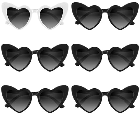 BOUBONI 4/6/8/10/12 Stück Herz Sonnenbrille Vintage Herzförmige Brillen Brautjungfer Sonnenbrillen für Brautpartys Hochzeiten