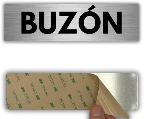 LEIASA | Señal Adhesiva Buzón - 5x18 cm - Grosor 0.8 mm - Aluminio - Rótulo para Correspondencia - Cartel Adhesivo 3M - Indicador de Buzón