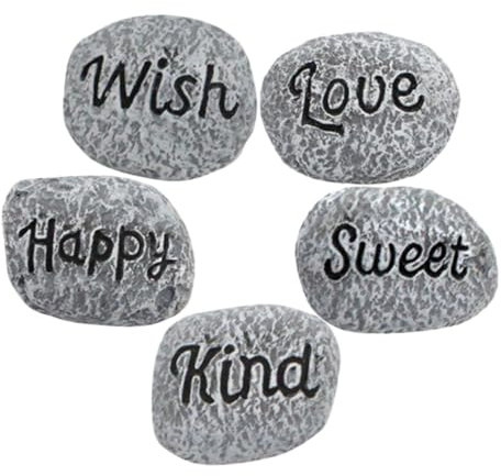Toyvian Garden Decorative Stones 5pcs Set Pebbles for Vases Stone Decor Round and Soft Edges Easy to Use