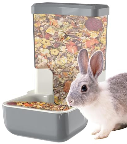 Bunny Food Dispenser - Automatic Bunny Feeder Bowl with Storage | Stable Detachable Feeding Station for Rabbits Guinea Pigs Ferrets Chinchillas Pigeons Gerbils Hedgehogs, Indoor Small Animal Supplies