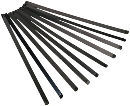 FAST WORLD SHOPPING Set mit 10 Ersatzsägeblättern für Bügelsäge, Säge und Bügel, Universal-Sägeblätter, 155 mm, für Materialien wie Holz, Metall, Kunststoff und Gipskarton