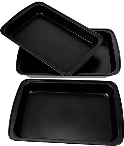 NUOBESTY 3 Pezzi Teglie da Acciaio al Carbonio Antiaderenti e Resistenti per Pizza e Dolci Adatte per e Speciali