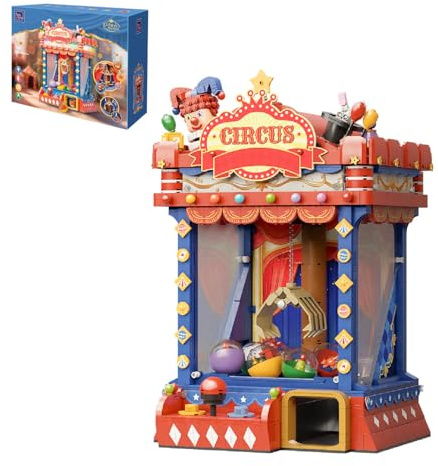 PANTASY Retro Greifautomat Klemmbausteine Set mit Licht und Musik | Interaktiver Arcade-Automat im Zirkusstil mit Lichtern, Musik und Spielmechanik, dekoratives Sammlermodell