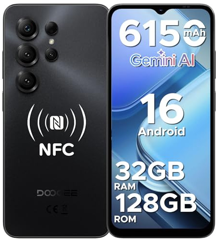 DOOGEE NOTE56X PRO Telefono Movil Octa Core Andriod 16, Batería 6150mAh, 32GB+128GB/2TB, 6.56 HD+ 90Hz Móvil,13MP+8MP,NFC/Dual SIM 4G/GPS/OTG/Huella Dactilar/Face ID/Widevine L1/3.5mm Jack Smartphone