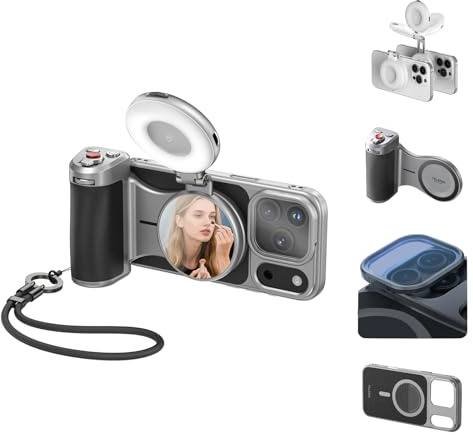 Master Grip Kit für iPhone 17 Pro,AFAITH Magnetic Handy-Kameragriff mit Phone Selfie Light und UV-Filter,Creator Kit Integrierter 3200mAh Akku, Wireless Charger, Kühlende Graphen Handyhülle