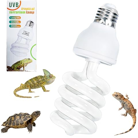 XUXLEKK Lampada UVB Tartarughe, UVB 10.0 UVA 26W Lampada Rettile Tartaruga Luce Lampadine, UVBs Lampadas Terrario, E27 Lampadina Tartaruga UVALampada per Lucertole, Serpente, Camaleonte,Draghi Barbuti