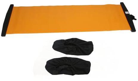 Baxnore Fitness-Gleitbrett, rutschfeste Trainingsmatte mit Schuhüberzügen für Ski, Skaten, Gleichgewichtstraining und Heimtraining, langlebiges PP-Material, 180 x 50 cm, große Größ (Orange)