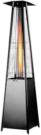 Avilia - Stufa Piramidale a Gas da Esterno Aura 12kW con Accensione Piezoelettrica e Termostato Regolabile per Terrazze e Giardini, Funzionamento con Bombola GPL o Butano, Design Moderno - Nera