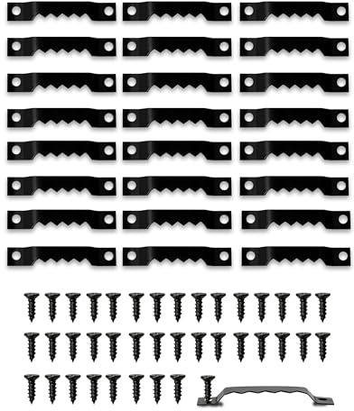Acual 40 Colgadores para Cuadros Diente de Sierra con 80 Tornillos Negro | 40 Colgadores Dentados Negro con 80 Tornillos, Resistentes y Fáciles de Instalar para Cuadros y Decoración.