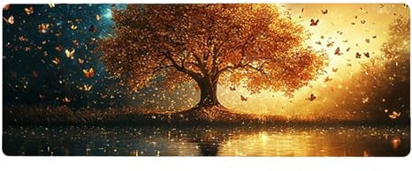 Large Mouse Mat, 30x60cmx3mm, Gaming Mouse Pad, Rubber Base, Stitched Edges, Water Resistant Easy Clean, For All Types, Extend Desktop Protection, Office Men's Gifts, Yellow Tree D1YY-553