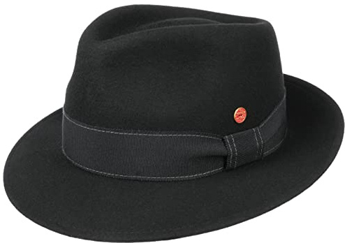 Mayser Manuel Bogarthut Fedora Filzhut Herrenhut Ripsband Handmade Made in EU Damen Herren Sommer Winter schwarz 55 cm