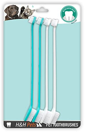 H&H Pets Dog Toothbrush Dual Headed Design Dental Toothbrushes for Small & Large Dogs, 4 or 8 Counts Pack