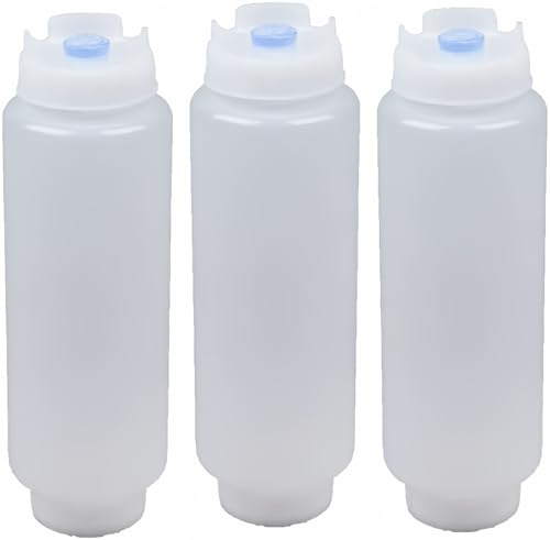 Melostu Squeeze Bottle Refillable 16 oz Blue Tip (Blue) 3 pack