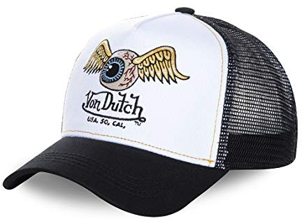 Von Dutch Cap Herren und Damen, Trucker Art, Weiß WHI | Unisex, Erwachsene 55,5-60cm, Verschluss Snapback, Steifes Mesh, Gebogener Schirm, Vintage
