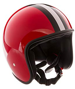 ARC Helm Modell A-611 Retrolook - Rot mit Streifen, Größe: L