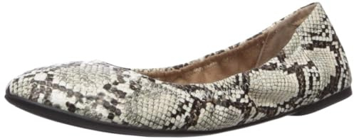 Amazon Essentials Women's Belice Ballet Flat, Black White Faux Snake Skin, 13 Wide