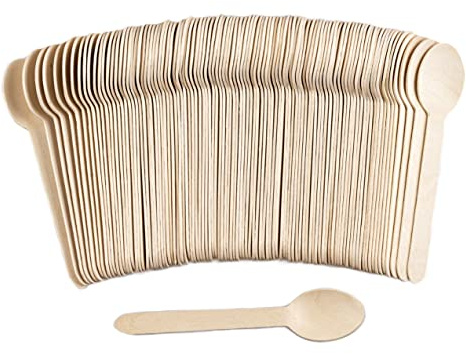 TXV Mart Wooden Disposable Spoons, 100pcs, 6in Biodegradable Spoons, Compostable Spoons, Wooden Craft Spoons, Dessert Spoons, Wooden Spoon Samples, Party, Cake Spoons Chocolate Stirrers