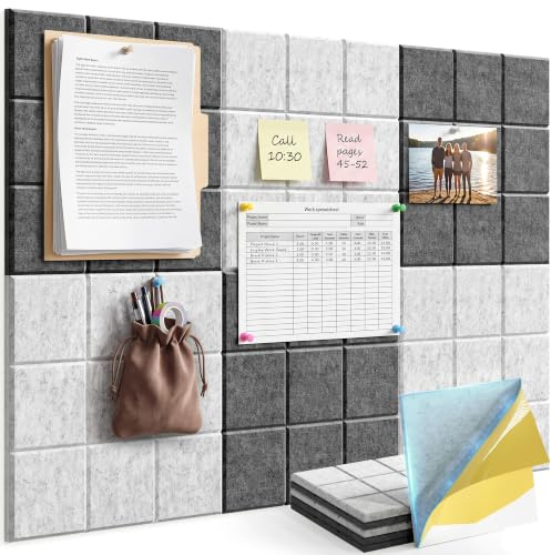 Uoisaiko Filz Pinnwand Große Selbstklebend mit 30 Pinnnadeln, 30x30cm 6 Stück Pinwand Filzboard Memotafeln Memo Boards Bulletin Board Wanddekoration für Büro Küche, Fotos Memos | Filzboard als Korkwand Alternative - Dekorative Fotowand and Memoboard - Pinnwand Modern für Büro Wanddekoration Kinderzimmer