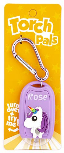 Stands Out, Supplying Outstanding Gifts Rose Name Unicorn Girls Purple Novelty Personalised Mini LED Toy Torch Carabiner Clip