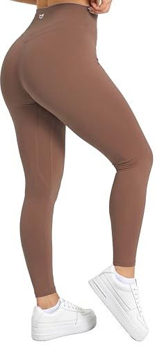 TomTiger Yogahose für Damen, hohe Taille, Workout-Leggings, Gesäß-Push-Up-Hose, Bauchkontrolle, Booty-Leggings, Löwenzahnbraun, Größe S