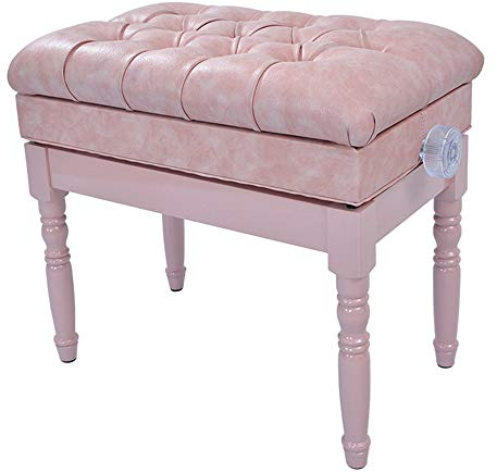 DRSM Taburete de Piano Suave de Lujo para 1 Persona Taburete de Piano Ajustable de Madera Maciza de Cristal Silla de Instrumento Musical para niños de Estilo Princesa Rosa Taburete de Piano de CU