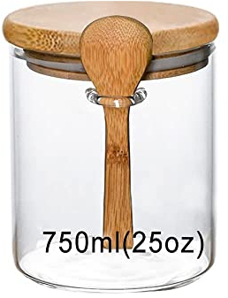 Barattoli di vetro con coperchio ermetico e cucchiaio, contenitori in vetro per alimenti, barattoli decorativi da cucina per caffè/tè/zucchero/spezie, contenitori per sale da bagno(750ml)