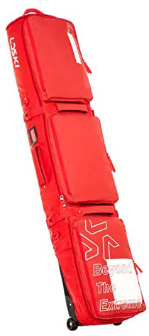 Multifunktionale, einzeln/doppelt gepolsterte Snowboardtasche mit Rollen, Skischuh- und Helmskitasche mit Mehreren Fächern, Nass- und Trockentrennung, rotes Einzelbrett,