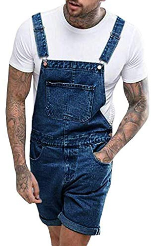 Jeansoveralls Für Männer Sommer: Jeanslatzhose Herren Kurz Latzhose Kurze Jeans-Latzhose Jumpsuit Hosenträgerhose-Jeansoverall Jeans Hose Denim-Overalls Skinny Fit Arbeitshosen-Arbeitslatzhose