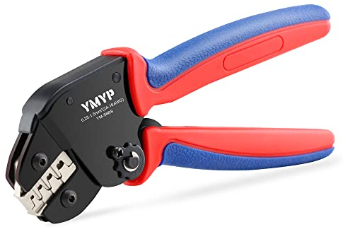 YMYP Pince à sertir 0,25-1,5mm² Spade Connecteur Electriques 2,8mm, 4,8mm et 6,3mm de crimper,pour connecteurs AMP-TE 2,8/4,0/4,8/6,3 JST-SM2,54 / XH2,54 / VH3,96 et Molex
