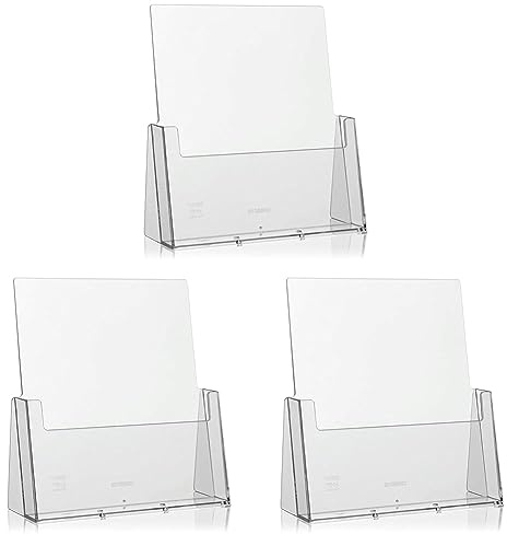 Taymar DIN A4 Prospekthalter, Prospektständer, transparent (Packung mit 3)
