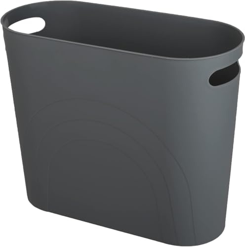 AYSUM 2Pack 12L Slim Waste Basket Plastic Trash Can Small Plastic Bin Slim Garbage Container Bin with Handle for Home Kitchen Bathroom Bedroom Office, Black
